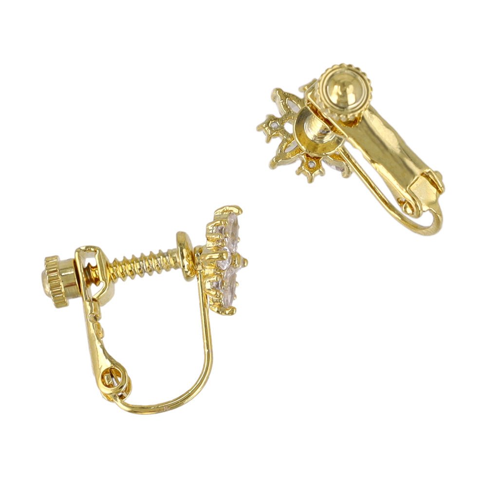 Sparkling CZ Flower Clip Ons