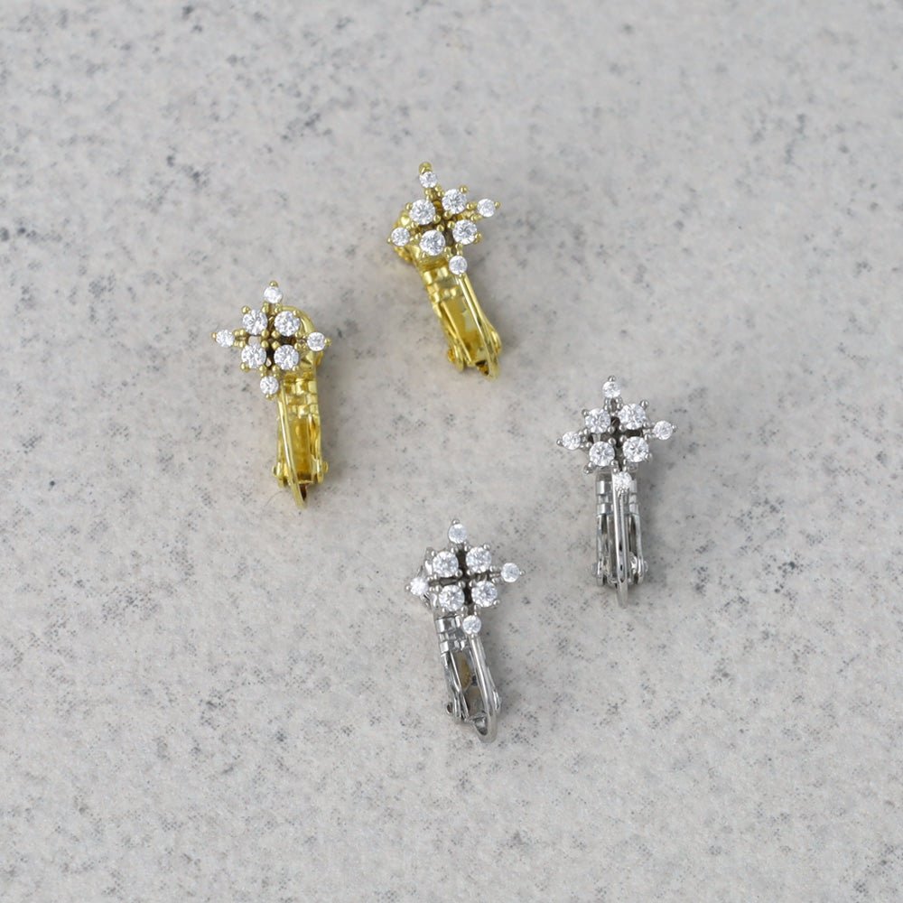 CZ Studded Rhombus Clip Ons