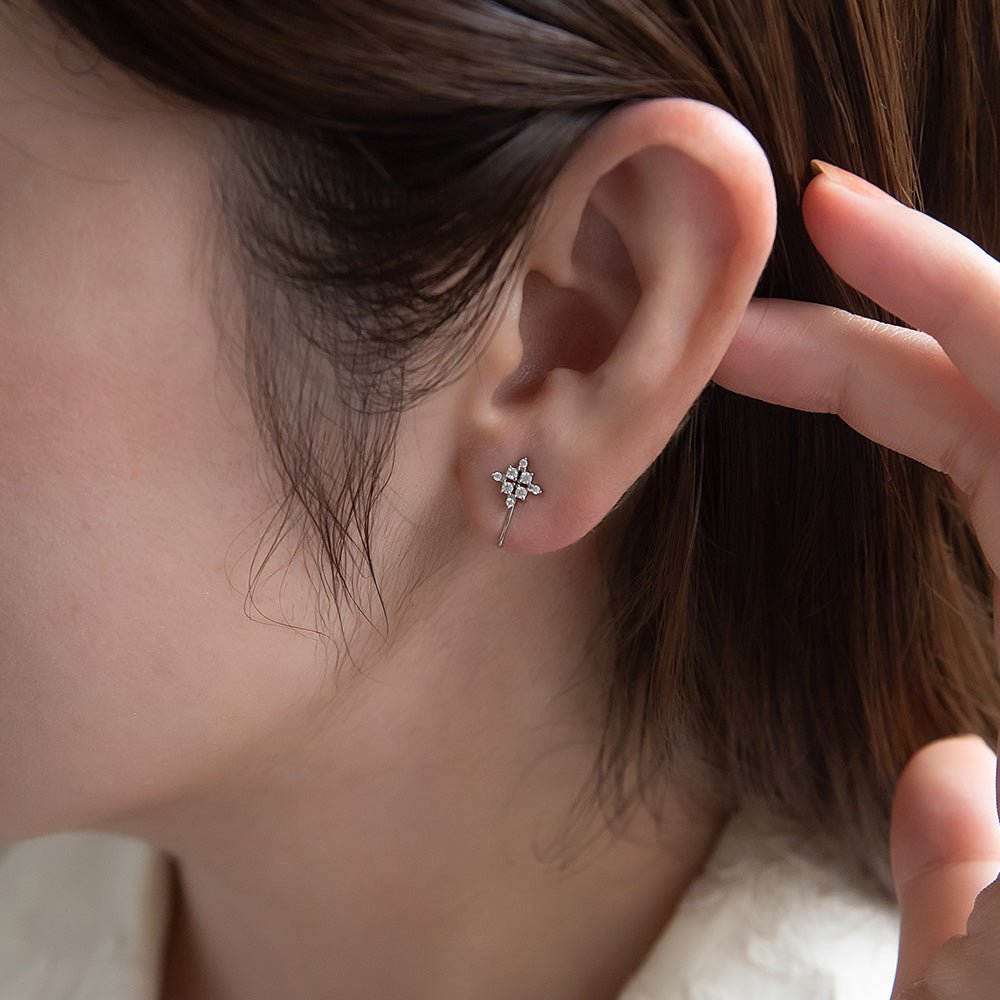 CZ Studded Rhombus Clip Ons