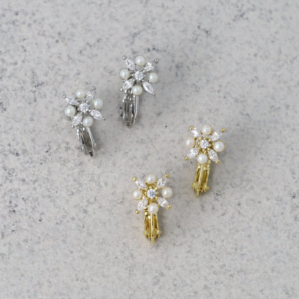 Embellished Flower Clip Ons - osewaya