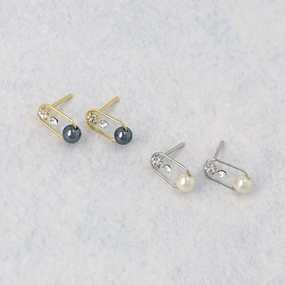 Pearl and Stone Round Earrings - osewaya