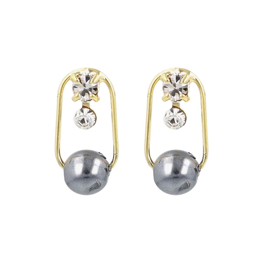 Pearl and Stone Round Earrings